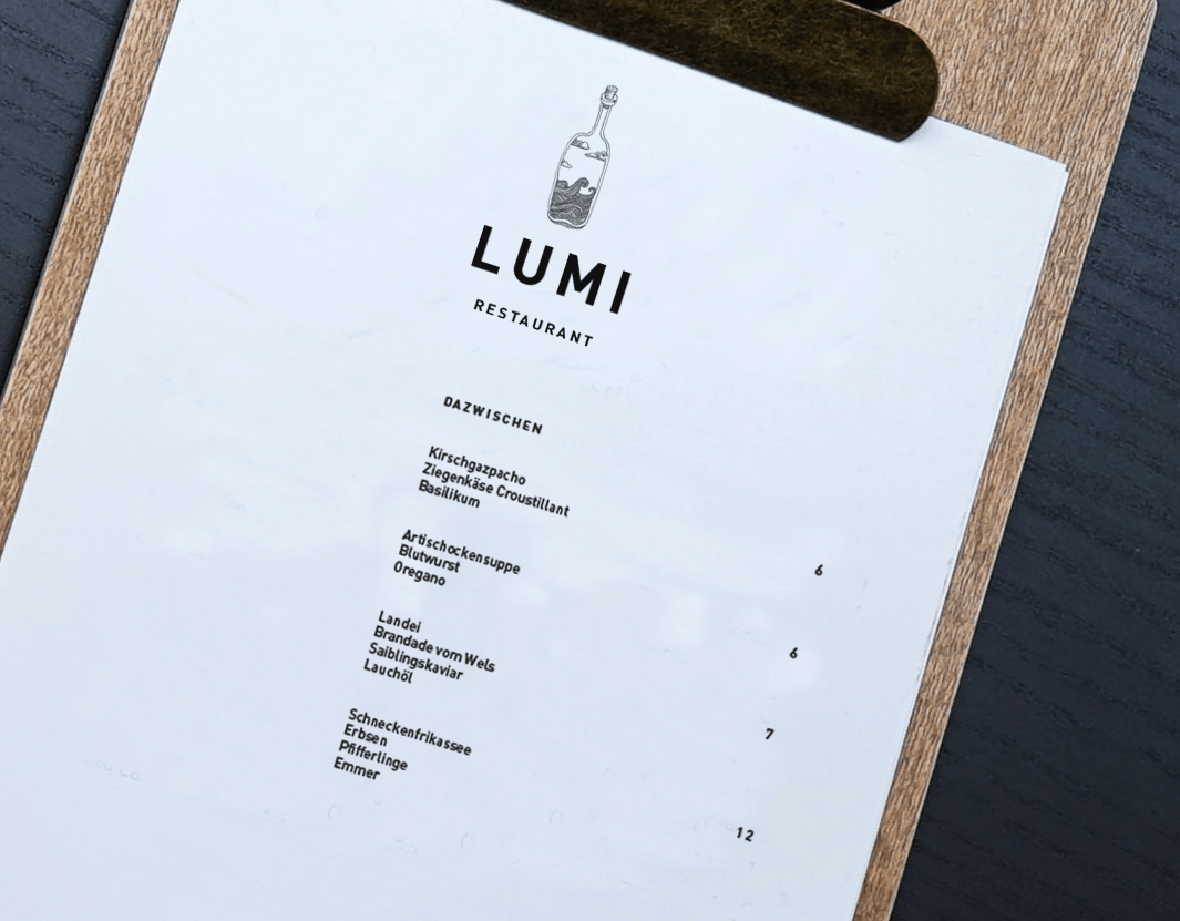 Lumi Restaurant - Auszug Speisekarte